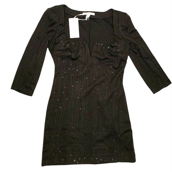 NWT Lucy Paris 3/4 Sleeve Bodycon Dress Black Size Small - Picture 1 of 10